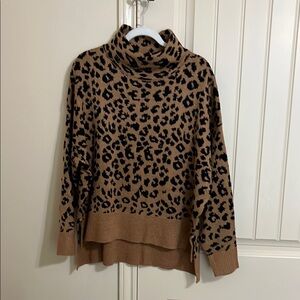 Leopard Print Turtleneck Sweater